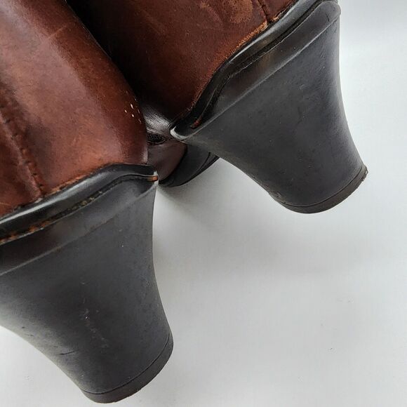 Earth Spirit Classics Fiona Ankle Boots Womens 10 Brown Leather Pleated Booties - Picture 5 of 12